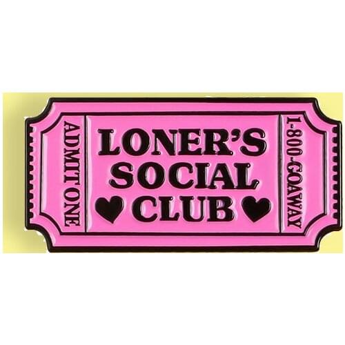 Pink Admission Ticket Enamel Lapel Pin LONDERS SOCIAL CLUB Brooch Denim jackets Backpack Gift For Firends