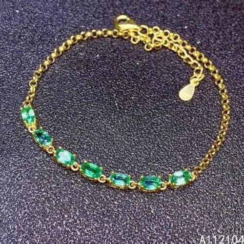 KJJEAXCMY fine jewelry 925 sterling silver inlaid natural emerald women fresh popular OL style gem hand bracelet support detecti