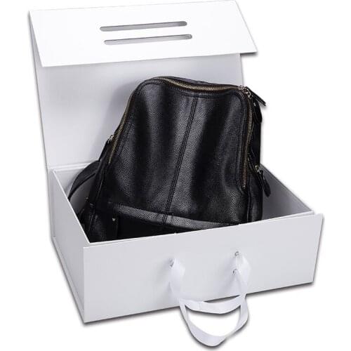1pcs/2pcs Paperboard Foldable Boxes with Ribbon Handle Packaging Clothes Shirt Bag Shoes Gift Boxes Size 38x27.5x13.5cm