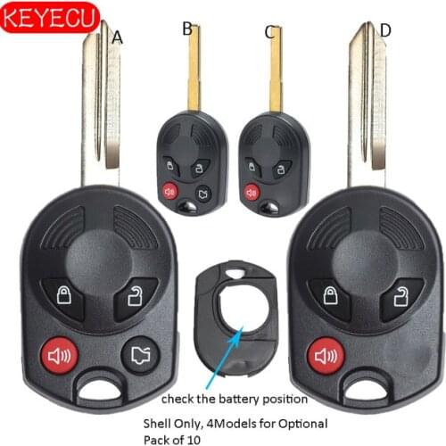 Keyecu 5PCS* Remote Key Shell Case Fob for Ford Escape Fiesta Transit Connect 2011-2016 OUCD60022, 4 Models for Choose