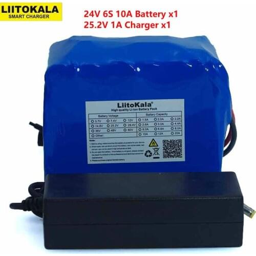 LiitoKala 24V 10Ah 6S5P 18650 Battery li-ion battery 25.2v 10000mAh electric bicycle moped /electric battery pack+2A Charger