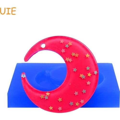 PYL471U 47.7mm Crescent Moon Flexible Mold - Pendant Mold Cake Decorating Jewellery DIY Mold, Resin Clay Molds