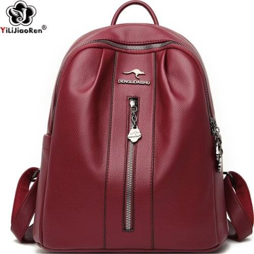 Fashion Backpack Women Shoulder Bag Famous Brand Leather Backpacks Luxury Ladies Bagpack Large Capacity School Bags for Girls