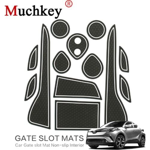 Muchkey Car Non-slip Door Groove Mats For TOYOTA C-HR chr 2016 2017 Auto Accessories Gate Slot Pad Red/White 13pcs Car-Styling