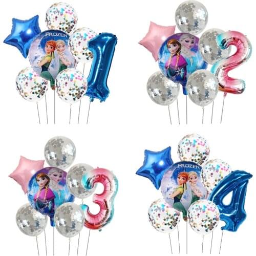 Disney Frozen theme party sequins colored paper latex balloon set childrens birthday party digital balloon decoration supplies