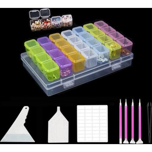 Diamond Painting Tools Kits 40Pcs Inlay and 28 Grids Plastic Storage Box for Diamond Painting Embroidery Accessories
