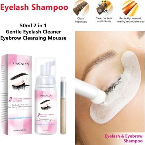 50ml Eyelash Extension Brush Lashes Shampoo Kit Professional Eye Lash Cleaning Foam No Stimulation Eye Make-up Remover Set TSLM1