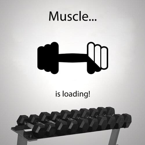 Muscle Is Loading Dumbbell Silhouette Wall Decal Gym Sticker Home And Gym Decoration Removable A003322