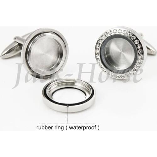 Newest Open Waterproof Locket Cufflinks! 316 Stainless Steel Crystal Cufflinks High Quality