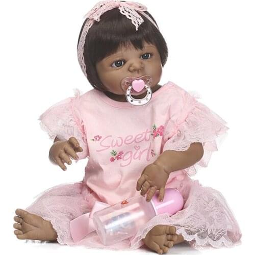 NPKCOLLECTION free shipping reborn black girl doll full vinyl doll soft real gentle touch best toys for children on Birthday