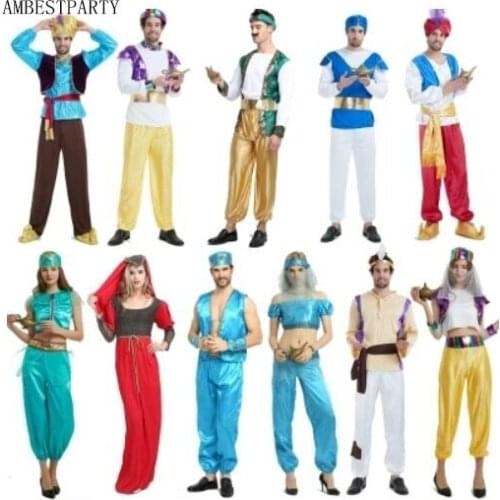 Lovers' clothing Aladdin Prince Princess Cosplay Costume Adults Halloween Performance Dress Aladin Family Clothes AMBESTPARTY