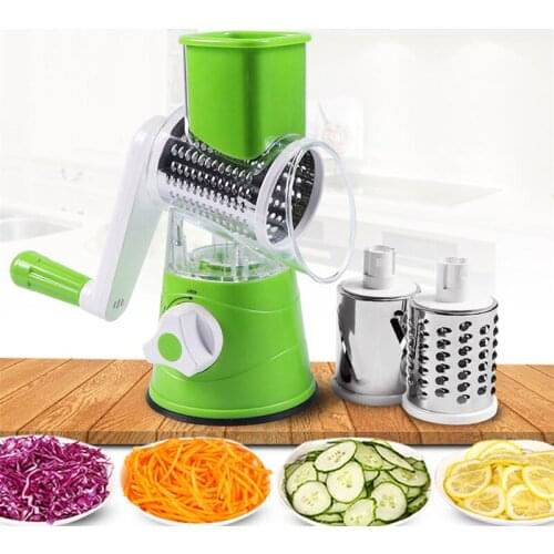 Vegetable Cutter Round Slicer Potato Carrot Onion Grater Slicer with 3 Stainless Steel Chopper Blades Kitchen Accessories