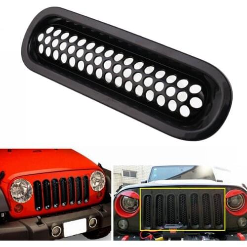 Car Front Wide Kidney Grille Bumper Clip-in Insert Mesh Cover Rille Trim For 07-17 Jeep Wrangler Car Accessories