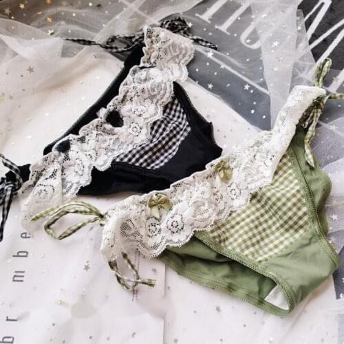 Coast Lace Womens Underwear Cute Plaid Edge Ice Silk Low Waist Pantie Bandage Seamless Transparent Chiffons Hollow Out Lingerie