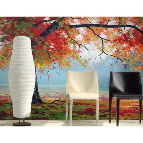 Custom 3d murals,Red maple forest painting papel de parede,hotel restaurant living room sofa TV wall bedroom murals wallpaper