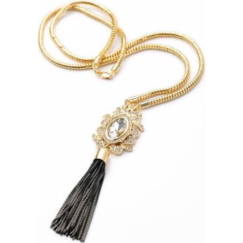 On Sales Snake Chain Necklace Jewelry Cost-Effective Glass Moonstone Crystal Tassels Necklaces Pendants