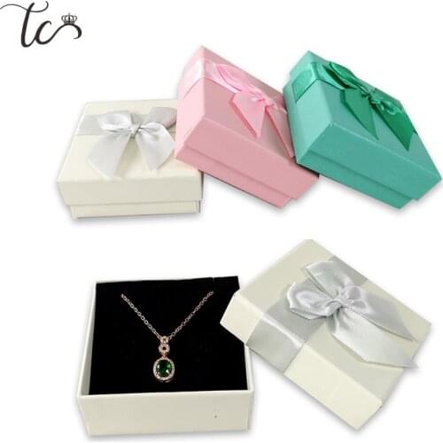 Trinket Box Necklace Holder Jewelry Packaging Box Ring Earring Storage Box Small Accessories Container 20pcs/Lot 7.5*7.5*3cm