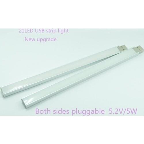 USBLEDstrip mobile power source light super-bright 21LED usb light barwith lampshade diy led lamp new 21LED both sides pluggable