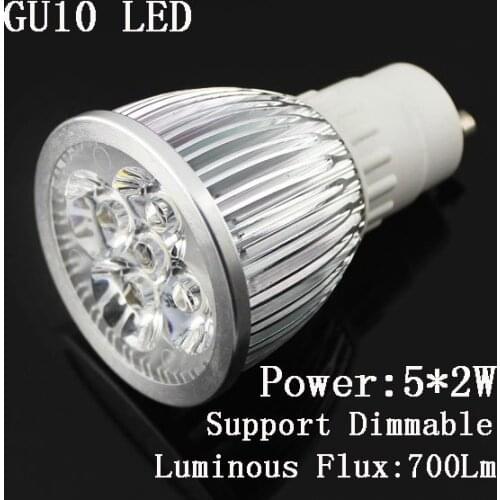 Wholesale 700LM 5X2W 10W High Power Dimmable Cree LED GU10 Spot Lamp Led Ceiling Spot Light Warm White 85V -265V 30pcs /lot