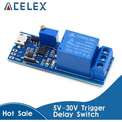 Smart Electronics 5V-30V Micro USB Power Adjustable Delay Relay Timer Control Module Trigger Delay Switch