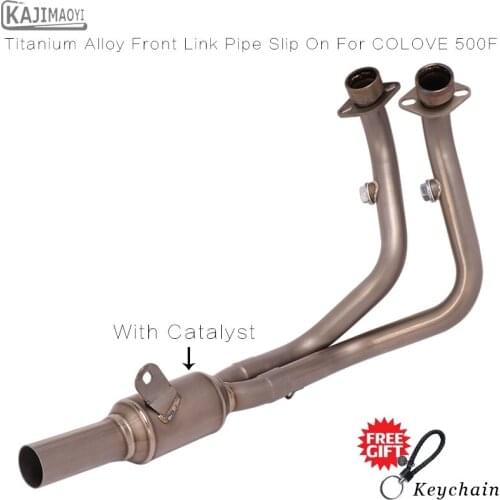 Motorcycle Exhaust Modified With Catalyst Titanium Alloy Front Pipe Connect Original Muffler For COLOVE 500F