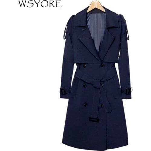 Женские двубортные тренчи WSYORE China At AliExpress