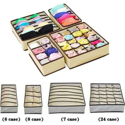 6/7/8/24 Cells Underwear Bra Storage Box Foldable Fabric Panties Organizer Drawer Dividers Organiser Storage Container Box