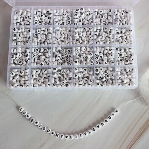 DIY Jewelry White Black Round Alphabet Beads Acrylic Letter Making Box Beads Kit For Kids/Children Educational Puzz Handmade
