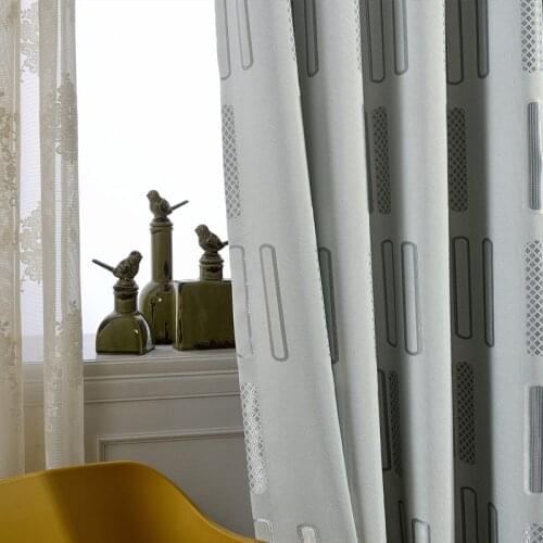 New Simple Style Curtain Linen Jacquard American Style Beige Grey Curtain Curtains for Living Dining Room Bedroom