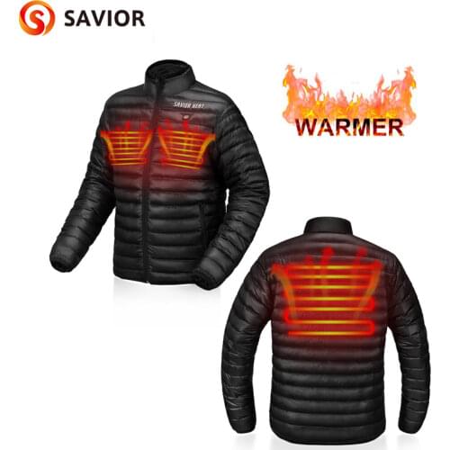 Winter Rechargeable Battery Heated Down Jacket Men Clothing 3 Shift Temperatures Control Thermal Self Heating Jacket