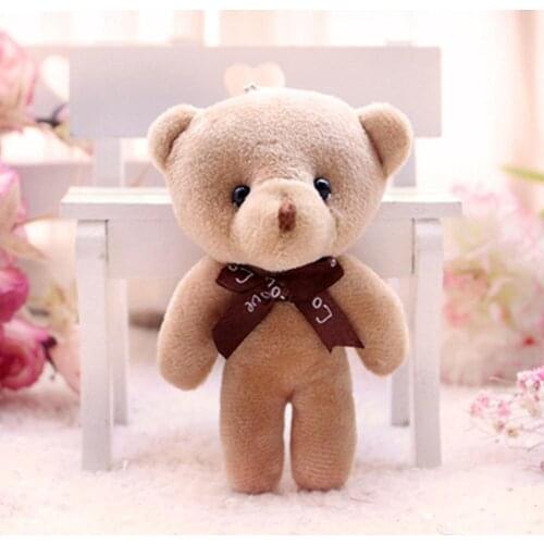 1PCS 12CM Mini Plush Conjoined Bear Toys Pendant PP Cotton Soft Stuffed Bears Car Toy Doll Interior Decoration Tabletop Ornament