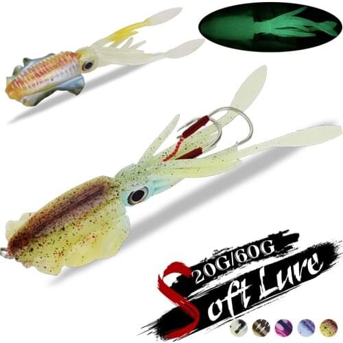 20G/60G Octopus Head Jigs 15cm for Boat Fishing Deep Sea Fishing Squid Jigs Soft Baits Fishing Accessories Equipment