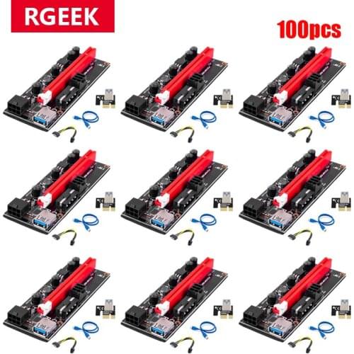 100 Pcs pack Ver009 Usb 3.0 Pci-E Riser Ver 009S Express 1X 4X 8X 16X GPU Extender Adapter cabo Card Sata 15Pin to 6 Pin Power