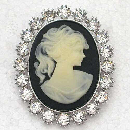 12pcs/lot Wholesale Portrait Cameo Brooch Rhinestone Pin brooches & Pendant C101619