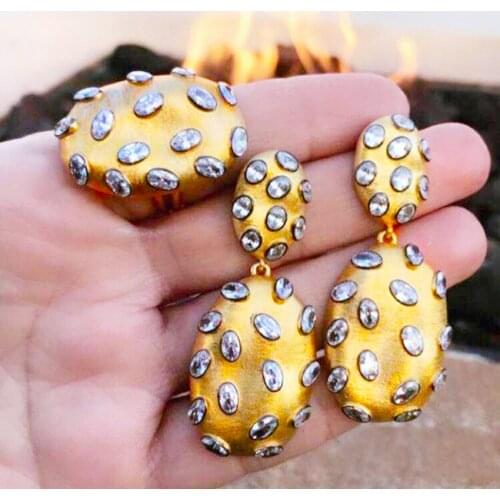 Kellybola Trendy DUBAI Statement Charms Unique Earring Ring 2PCS for Women Cubic Zirconia Earrings Wedding Jewelry Sets