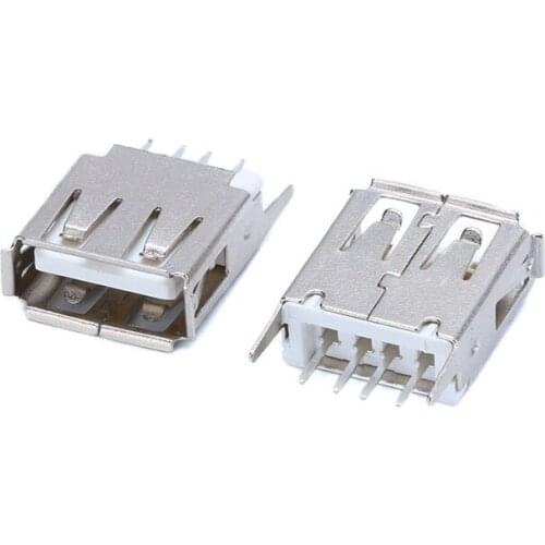 20pcs USB-A type interface AF/vertical 180 degree plug-in board with straight feet white glue with edge A female socket