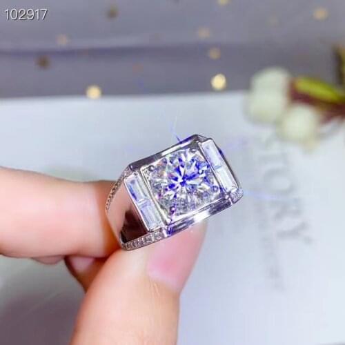 2020 new sparkling moissanite ring for men real 925 silver 8*8mm size gem birthday gift shiny better than diamond strong power