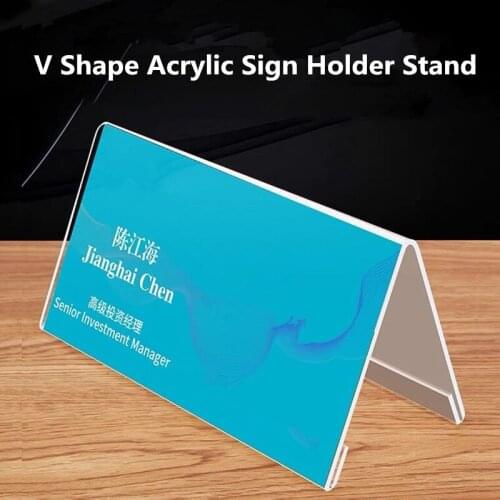 5 Pieces Desktop Countertop Acrylic Business Card Holder Stand Place Name Card Display Organizer Storage For Reserving Seats