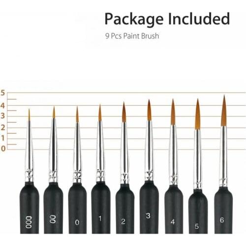 9pcs/set Nail Art Brush Pencil Drawing Line Pen Dotting Kit Black Professional Fine Plastic Paint Manicure Nail Art Tool