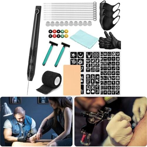 Pro Tattoo Kit Stick Poke Needle Tools Permanent Makeup Cartridge Needle 3D Tattoo Pen Stick Gloves Bandage Tattoo Body Art
