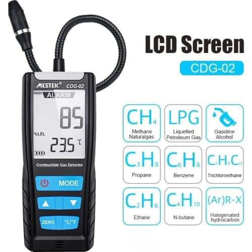 LCD Gas Analyzer Meter Automotive Combustible Gas Sensor Detector Air Quality Monitor Gas Leak Detector with Sound Shock Alarm