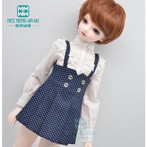 BJD doll clothes fits 40-45cm 1/4 MSD MK MYOU fashion polka dot suspender skirt red, yellow, blue