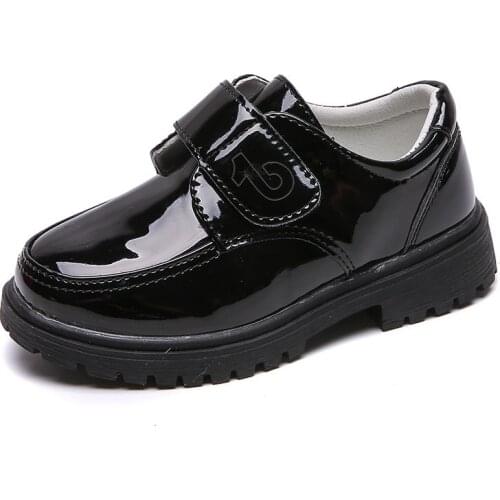 Black Boys' Leather School Shoes Gentleman Boy Performance Dress Shoes Lace Up Breathable Oxfords For Kids Fashion Hot