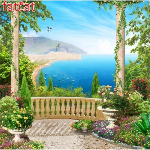 FATCAT 5d diy Diamond Painting Garden landscape sea Diamond Embroidery animal Full Square Round Drill Mosaic stickers AE1877