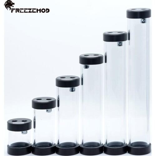 FREEZEMOD OD50mm Cylindrical Reservoir Transperant Water Tank POM Cover 70/120/170/220/270/320mm Size 3 Outlets Water Cooler