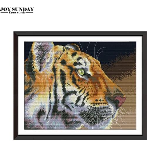 Joy Sunday Tiger Cross Stitch Patterns DIY Needlework Aida Canvas for Embroidery Kit Counted Cross Stitched 14ct 11ct DMC Thread