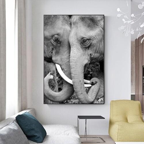 RELIABLI ART Wall Art Elephants Love Relative Picture Canvas Painting Modern Decoration For Living Room Bedroom Study NO FRAME