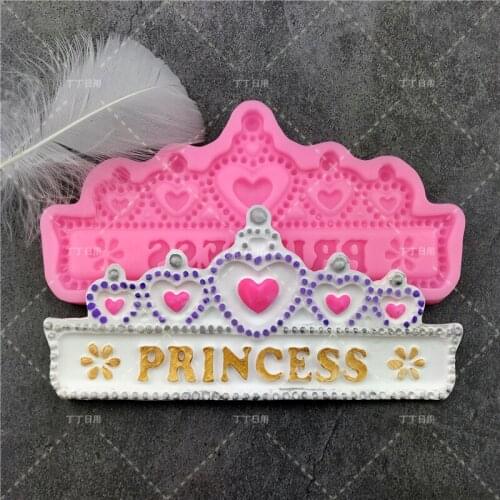 Princess Crown for Birthday Cake Card Candy Chocolate Silicone Mold Fondant Decoration Baking DIY Tool Cupcake Moulds