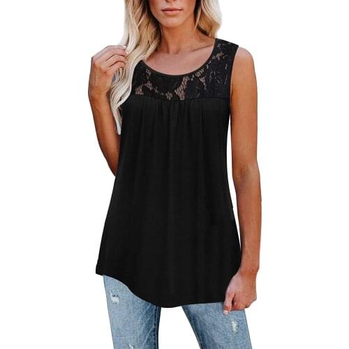 Lace Active Tank Tops Womens Sleeveless Ruffle Loose Tunic Shirt Plus Size 5XL Vest Blouse Camiseta Tirantes Mujer Tunic A20