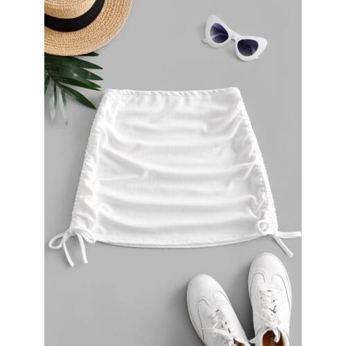 ZAFUL Ribbed Cinched Side Mini Skirt